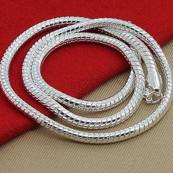 Men's 925 Sterling Silver 3MM Snake Chain Lobster Clasp Necklace 16 18 20 22 24" - Picture 10 of 14